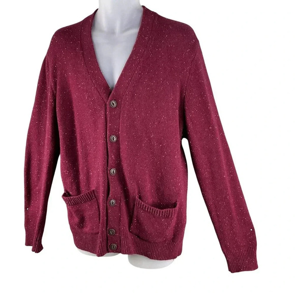 VTG  Y2K 90s Gap Mens L Burgundy Cardigan Sweater Pockets Wool Blend Grandpacore - Picture 7 of 16